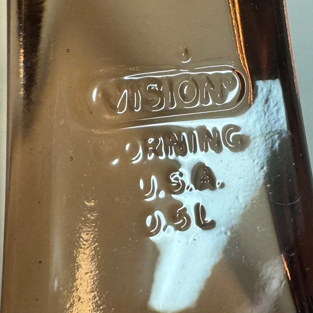 Vintage Visions Corning Amber Glass 0.5L Saucepan Pot